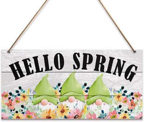 Spring Gnomes Wall Decor Sign, Hello Spring, Spring Decorations for Home Bedroom Door Porch Rustic Flora Hanging Sign Spring Decor Indoor Outdoor Farmhouse Plaque in Saudi Arabia