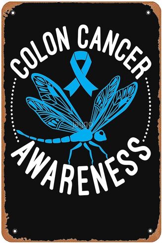 سرطان القولون الوعي اليعسوب علامة جدار ديكور الفن ملصق خمر معدن القصدير علامة مضحك المرآب غرفة الحمام رجل كهف مكتب شقة النوم علامة الجدار الديكور هدية 8x12 في in Kuwait