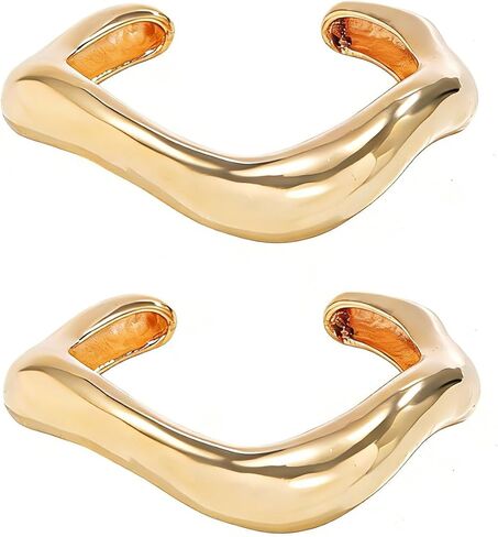 2PC Gold Cuff Bracelets Set For Women Adjustable Open Stack Arm Cuff Upper 18K Gold Plated Bangle Hammered Textured Trendy Irregular Statement Chunky Bracelets Fashion Cute Jewelry in Kuwait