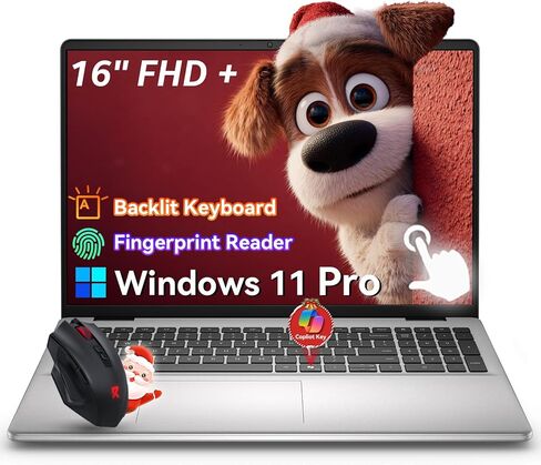 كمبيوتر محمول Dell 16 بشاشة تعمل باللمس DC16251، Intel Core 7 150U (حتى 5.4 جيجا هرتز)، 32 جيجا DDR5، 1 تيرابايت SSD، 16:10 (1920 x 1200) 300 Nits، بصمة الإصبع ولوحة مفاتيح بإضاءة خلفية، Win 11 Pro، مفتاح مساعد، للأعمال والطلاب in Kuwait