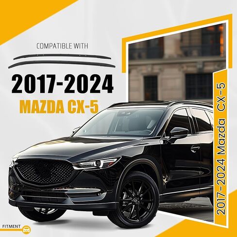 ECOTRIC سقف الرف الجانبي السكك الحديدية متوافق مع 2017-2024 مازدا CX-5 الأسود على السطح السكك الحديدية رف العارضة حامل الأمتعة 165LBS ​​الألومنيوم + البلاستيك in Saudi Arabia