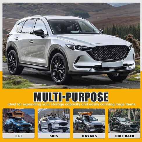 ECOTRIC سقف الرف الجانبي السكك الحديدية متوافق مع 2017-2024 مازدا CX-5 الأسود على السطح السكك الحديدية رف العارضة حامل الأمتعة 165LBS ​​الألومنيوم + البلاستيك in Saudi Arabia