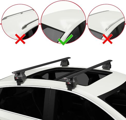 Compatible with Kia Stinger 2018-2023 ACE-4 Car Roof Rack Cross Bar Black Aluminium 2 Bars in Saudi Arabia