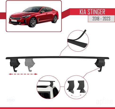 Compatible with Kia Stinger 2018-2023 ACE-4 Car Roof Rack Cross Bar Black Aluminium 2 Bars in Saudi Arabia
