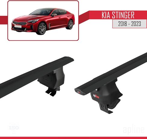 Compatible with Kia Stinger 2018-2023 ACE-4 Car Roof Rack Cross Bar Black Aluminium 2 Bars in Saudi Arabia