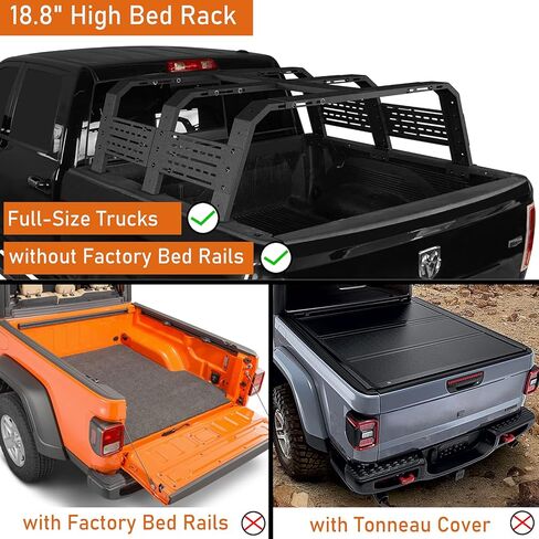 Hooke Road 18.8" High Overland Bed Rack for Full-Size Trucks Without Bed Rails - Compatible with Ford F-150 & Raptor, Dodge Ram 1500, Chevy Silverado 1500, GMC Sierra 1500 in Saudi Arabia