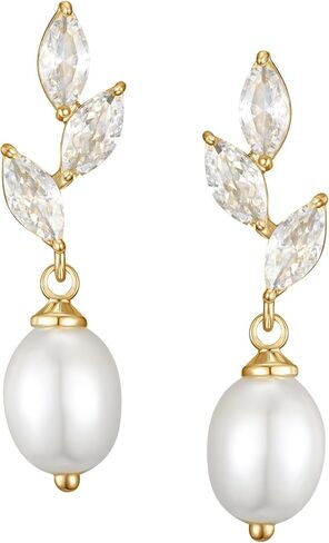 SWEETV Classical Pearl Dangle Drop Earrings for Women, Pearl Hook Earrings, Wedding Bridal Earrings for Brides Bridesmaids,Prom Jewelry Gifts in Kuwait