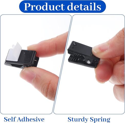 40 Pieces Self Adhesive Clips, Self-Adhesive Clips for Photo Sticky Wall Clip Hanging Tapestry Spring Clip Black Plastic for Office Home Paper Poster Clothing Hanger Decorations in Saudi Arabia