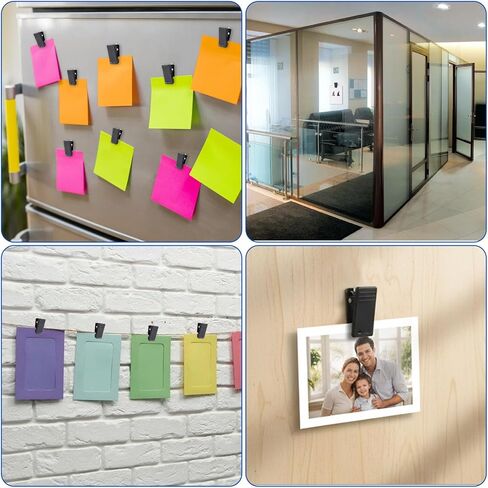 40 Pieces Self Adhesive Clips, Self-Adhesive Clips for Photo Sticky Wall Clip Hanging Tapestry Spring Clip Black Plastic for Office Home Paper Poster Clothing Hanger Decorations in Saudi Arabia