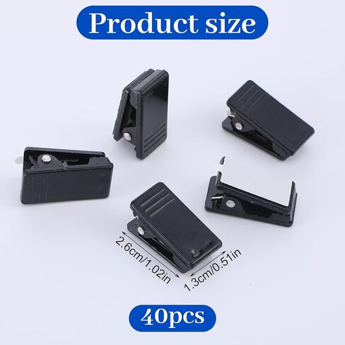 40 Pieces Self Adhesive Clips, Self-Adhesive Clips for Photo Sticky Wall Clip Hanging Tapestry Spring Clip Black Plastic for Office Home Paper Poster Clothing Hanger Decorations in Saudi Arabia
