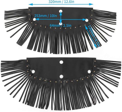 Estink Motorcycle Saddlebag, Black PU Leather with Fringe Tassel, Retro Foot Pedal Cover, Universal, 2 Pack in Kuwait