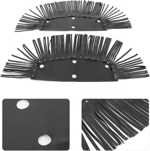 Estink Motorcycle Saddlebag, Black PU Leather with Fringe Tassel, Retro Foot Pedal Cover, Universal, 2 Pack in Kuwait