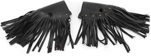 Estink Motorcycle Saddlebag, Black PU Leather with Fringe Tassel, Retro Foot Pedal Cover, Universal, 2 Pack in Kuwait