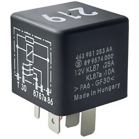 443951253AARelay 219 12V 25A 5-Pin مروحة تبريد/طاقة - #443 951 253 AA/899574000 يناسب 1998-2005 فولكس فاجن باسات؛ يناسب 2002-2005 أودي A4/A6؛ يناسب 2004/2006-2008 فولكس فاجن طوارق in Saudi Arabia