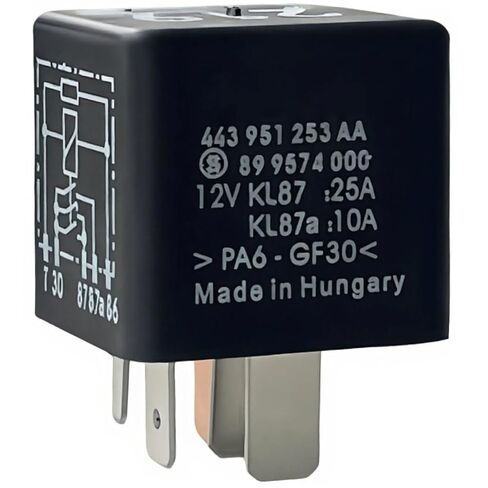 443951253AARelay 219 12V 25A 5-Pin مروحة تبريد/طاقة - #443 951 253 AA/899574000 يناسب 1998-2005 فولكس فاجن باسات؛ يناسب 2002-2005 أودي A4/A6؛ يناسب 2004/2006-2008 فولكس فاجن طوارق in Saudi Arabia