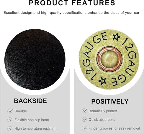 2 PCS Car Cupholder Coaster, Cool 12 Gauge Shaped Absorbent Cup Holder Insert Coaster with Finger Notch, Anti Slip Vehicle Drink Mat Vintage Cup Holder Decor for Women Men in Saudi Arabia