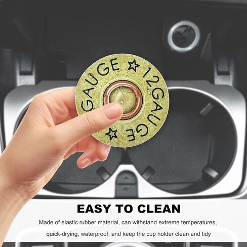 2 PCS Car Cupholder Coaster, Cool 12 Gauge Shaped Absorbent Cup Holder Insert Coaster with Finger Notch, Anti Slip Vehicle Drink Mat Vintage Cup Holder Decor for Women Men in Saudi Arabia