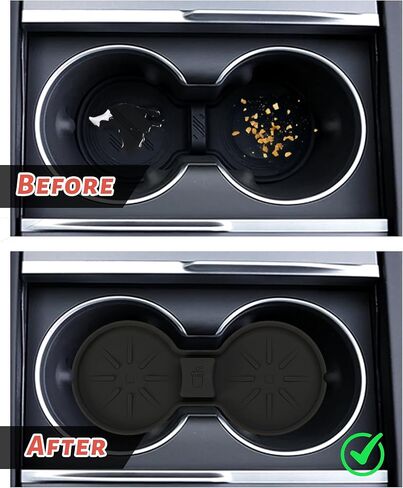 قواعد الأكواب لسيارة Tesla Model Y Juniper 2025 2026، الطراز 3 2024 2025، الطراز S/X 2022-2025، ملحقات داخلية لحامل الأكواب من السيليكون الفاخر للطراز Y/3/S/X، قابلة للغسل وغير قابلة للانزلاق، باللون الأسود in Kuwait