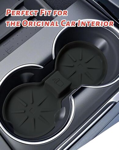 قواعد الأكواب لسيارة Tesla Model Y Juniper 2025 2026، الطراز 3 2024 2025، الطراز S/X 2022-2025، ملحقات داخلية لحامل الأكواب من السيليكون الفاخر للطراز Y/3/S/X، قابلة للغسل وغير قابلة للانزلاق، باللون الأسود in Kuwait