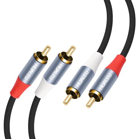 كابل صوت ستيريو بطول 3 أقدام و2 RCA M/M، سلك صوت مساعد مطلي بالذهب 2RCA ذكر إلى 2RCA ذكر من الألومنيوم - قطعتان in Saudi Arabia