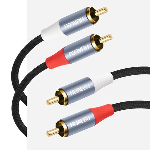 كابل صوت ستيريو بطول 3 أقدام و2 RCA M/M، سلك صوت مساعد مطلي بالذهب 2RCA ذكر إلى 2RCA ذكر من الألومنيوم - قطعتان in Saudi Arabia