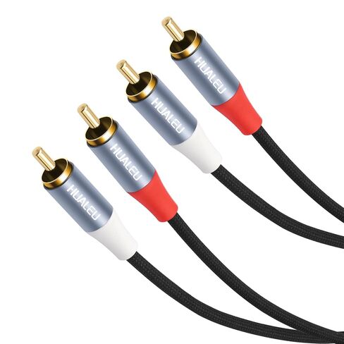 كابل صوت ستيريو بطول 3 أقدام و2 RCA M/M، سلك صوت مساعد مطلي بالذهب 2RCA ذكر إلى 2RCA ذكر من الألومنيوم - قطعتان in Saudi Arabia