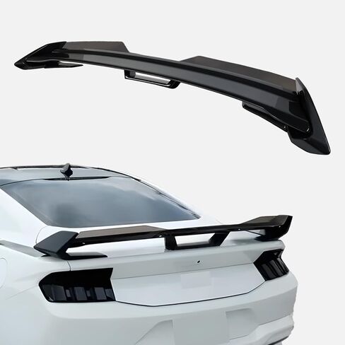 جناح خلفي من Wickerbill مناسب لـ 2024 2025 2026 Ford Mustang EcoBoost/Premium/7th Gen GT/ S650 Dark Horse Style + ملحقات خارجية من Wicker Bill، أسود لامع in Kuwait