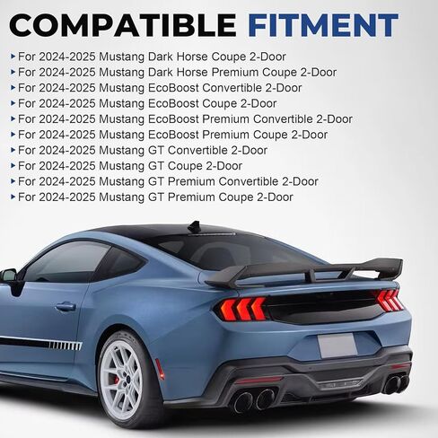جناح خلفي من Wickerbill مناسب لـ 2024 2025 2026 Ford Mustang EcoBoost/Premium/7th Gen GT/ S650 Dark Horse Style + ملحقات خارجية من Wicker Bill، أسود لامع in Kuwait