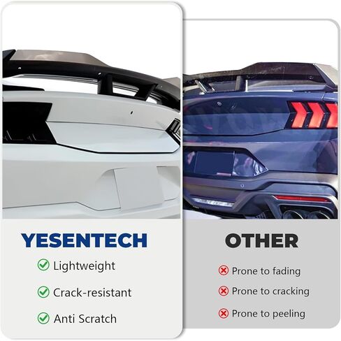 جناح خلفي من Wickerbill مناسب لـ 2024 2025 2026 Ford Mustang EcoBoost/Premium/7th Gen GT/ S650 Dark Horse Style + ملحقات خارجية من Wicker Bill، أسود لامع in Kuwait