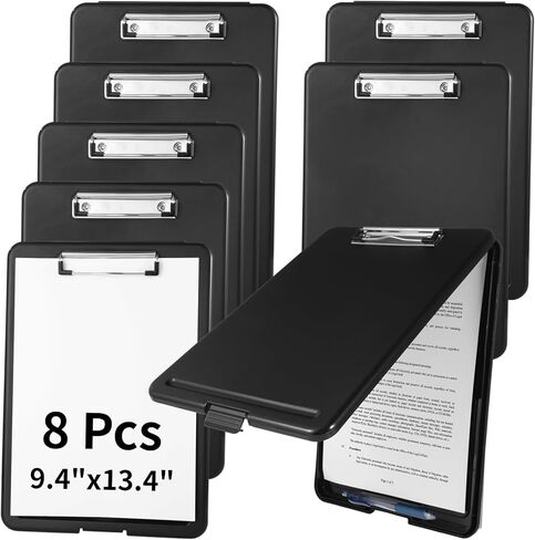 8 Pcs Clipboards with Storage - 9.4 x 13.4 Plastic Nursing Clip Boards, Sturdy File Storage Compartments with Pen Holder, Waterproof Clipboard Folder for Nurses, Teachers, Offices in Saudi Arabia