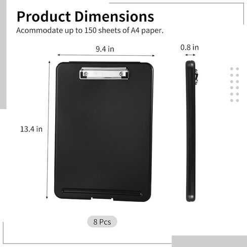 8 Pcs Clipboards with Storage - 9.4 x 13.4 Plastic Nursing Clip Boards, Sturdy File Storage Compartments with Pen Holder, Waterproof Clipboard Folder for Nurses, Teachers, Offices in Saudi Arabia