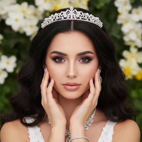 تاج الأميرة للنساء، تاج فضي من الكريستال، تاج زفاف من حجر الراين، تاج الأميرة للفتيات والنساء، زفاف العروس، عيد الميلاد، حفلة موسيقية in Saudi Arabia