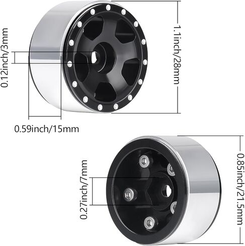 Hobbypark 4pcs 1.0 Beadlock Wheels Rims with Brass Wheel Weights Extended 7mm Hex Wheel Hubs for 1/24 RC Crawler Car Axial SCX24 Gladiator Bronco C10 Deadbolt Upgrades (Type A) in Saudi Arabia