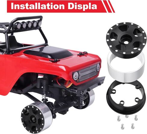 Hobbypark 4pcs 1.0 Beadlock Wheels Rims with Brass Wheel Weights Extended 7mm Hex Wheel Hubs for 1/24 RC Crawler Car Axial SCX24 Gladiator Bronco C10 Deadbolt Upgrades (Type A) in Saudi Arabia