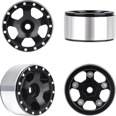 Hobbypark 4pcs 1.0 Beadlock Wheels Rims with Brass Wheel Weights Extended 7mm Hex Wheel Hubs for 1/24 RC Crawler Car Axial SCX24 Gladiator Bronco C10 Deadbolt Upgrades (Type A) in Saudi Arabia