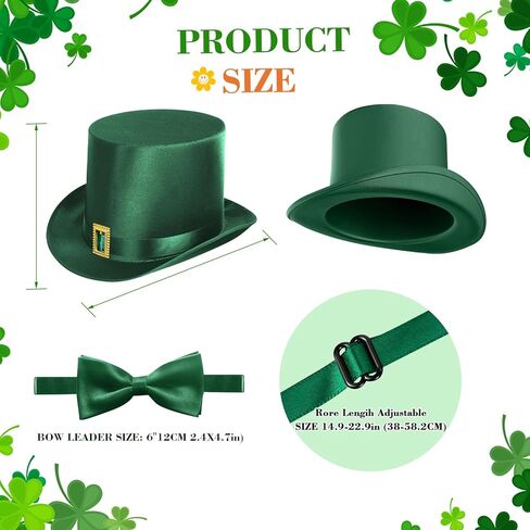 3 PCS ST. Patrick's Day Costume Men Adult Green ST Patrick Day Costume with Steampunk Green Top Hat Bow Tie in Saudi Arabia