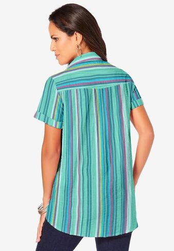 Roaman's Women's Plus Size Seersucker Shirt in Saudi Arabia