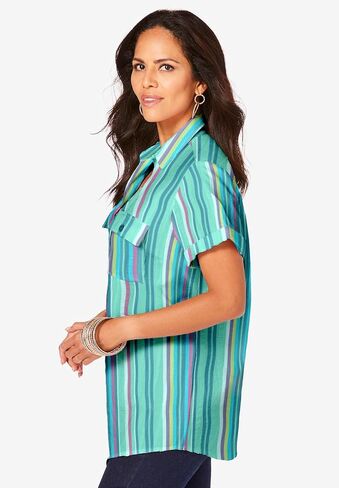 Roaman's Women's Plus Size Seersucker Shirt in Saudi Arabia