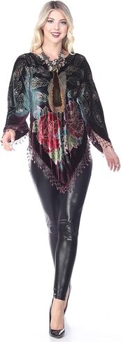 ARIS A. Vintage Peacock Silk Velvet Burnout Tunic Top in Saudi Arabia