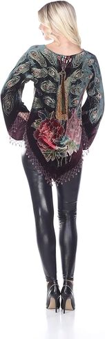 ARIS A. Vintage Peacock Silk Velvet Burnout Tunic Top in Saudi Arabia