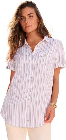 Roaman's Women's Plus Size Seersucker Shirt in Saudi Arabia