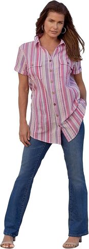 Roaman's Women's Plus Size Seersucker Shirt in Saudi Arabia
