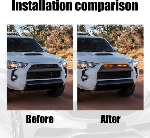 cueclue Pack-4 مصابيح LED للشبكة الأمامية للسيارة، 3.7 بوصة × 0.59 بوصة ضوء المصد الأمامي مع حزام، مصابيح زخرفية شبكية مقاومة للماء ABS لشبكة Toyota 4Runner TRD Pro 2014-2022 (أصفر) in Kuwait