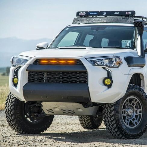 cueclue Pack-4 مصابيح LED للشبكة الأمامية للسيارة، 3.7 بوصة × 0.59 بوصة ضوء المصد الأمامي مع حزام، مصابيح زخرفية شبكية مقاومة للماء ABS لشبكة Toyota 4Runner TRD Pro 2014-2022 (أصفر) in Kuwait