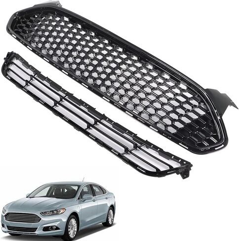 Front Bumper Grille Upper Lower Black Grill Kit Replacement for 2013 2014 2015 2016 Fusion in Saudi Arabia