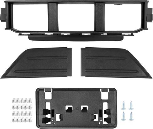 Front Bumper Grille W/Front Bumper Guards Pads & License Plate Frame Bracket Kit Compatible with Ford F150 F-150 2021 2022 2023, Lower Center Cover Spacer Panel Replace ML3Z17B968BB ML3Z17B968BA in Saudi Arabia