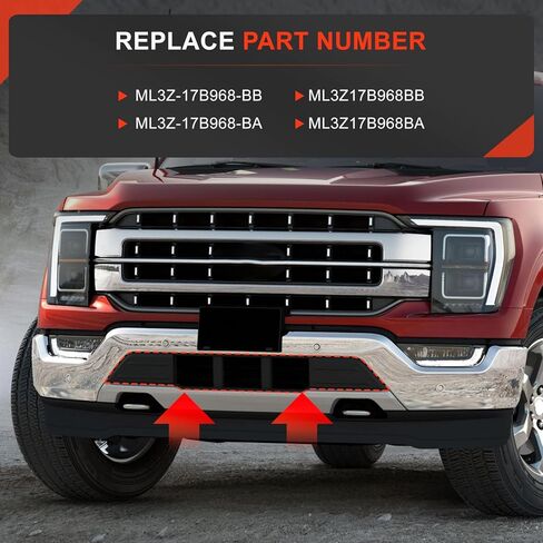 Front Bumper Grille W/Front Bumper Guards Pads & License Plate Frame Bracket Kit Compatible with Ford F150 F-150 2021 2022 2023, Lower Center Cover Spacer Panel Replace ML3Z17B968BB ML3Z17B968BA in Saudi Arabia