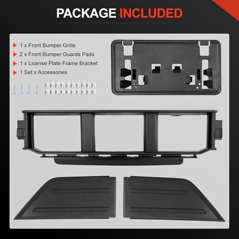 Front Bumper Grille W/Front Bumper Guards Pads & License Plate Frame Bracket Kit Compatible with Ford F150 F-150 2021 2022 2023, Lower Center Cover Spacer Panel Replace ML3Z17B968BB ML3Z17B968BA in Saudi Arabia