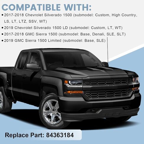 مجموعة مصراع الشبكة النشطة متوافقة مع Chevy Silverado 1500 2017 2018 2019 GMC Sierra 1500 مدخل الهواء مصراع مع استبدال المحرك لـ 84363184 in Kuwait
