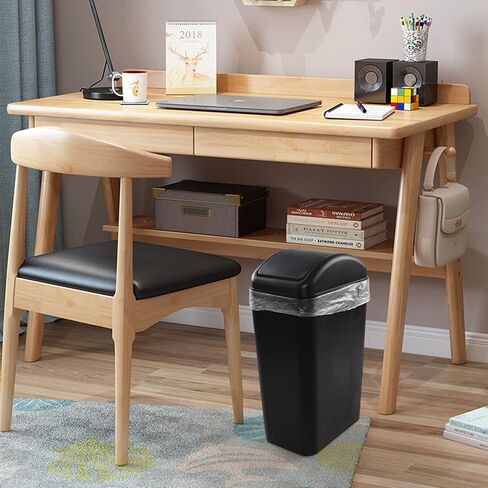 Slim Trash Can, 14L Black Swing Kitchen Garbage Bin in Kuwait